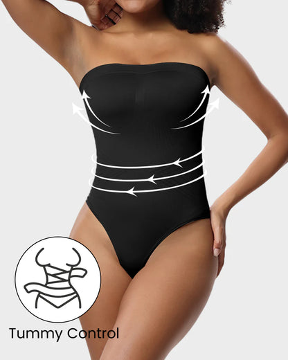 Seamless Bandeau Shaping Bodysuit with Removable Straps