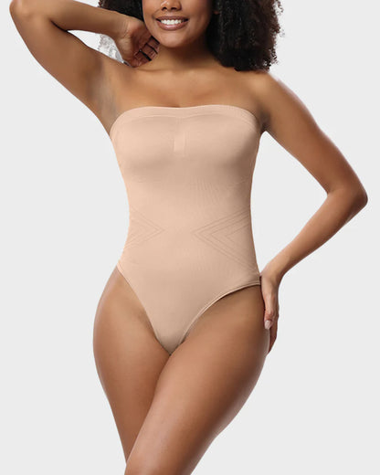 Seamless Bandeau Shaping Bodysuit with Removable Straps