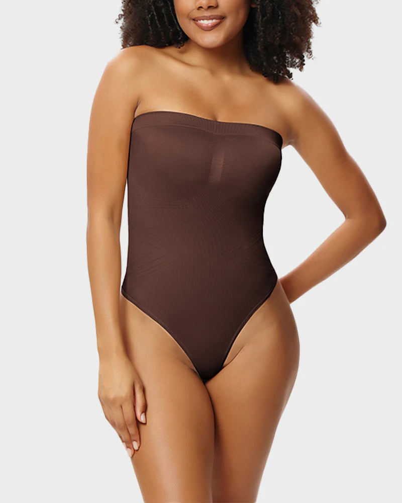 Seamless Bandeau Shaping Bodysuit with Removable Straps